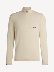 BOSS Cream Logo Quarter-Zip Knitted Jumper - Image 5 of 5