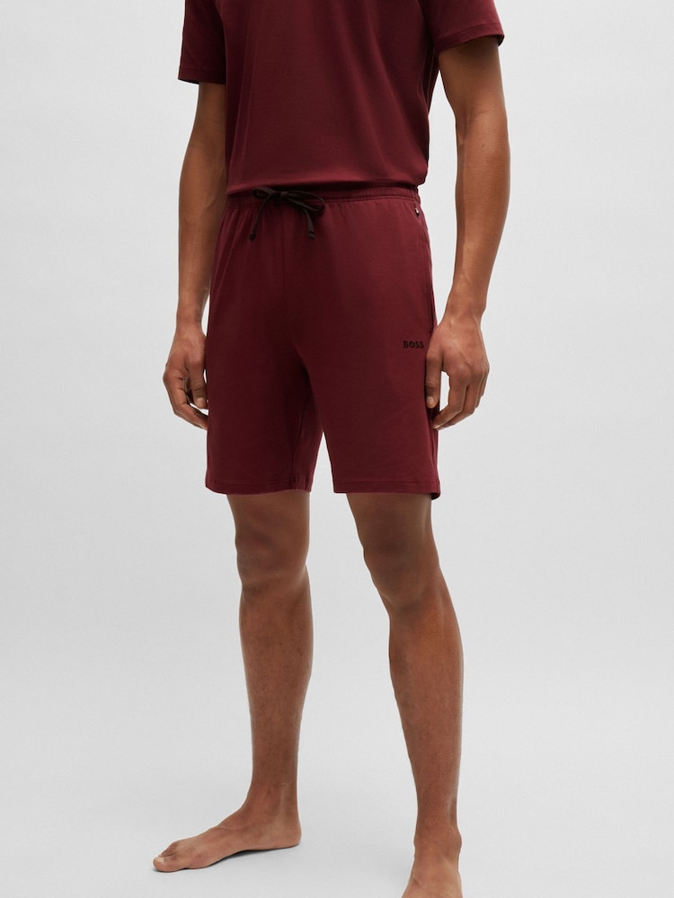 BOSS Red Embroidered Logo Shorts In Stretch Cotton - Image 1 of 5