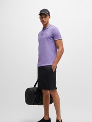 أرجواني - BOSS Regular Fit Paddy Tipped Collar 100% Cotton Polo Shirt - صورة 3 من 4