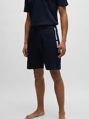 BOSS Blue Logo Detail 100% Cotton Shorts In Terry - Image 1 of 5