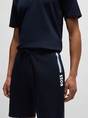 BOSS Blue Logo Detail 100% Cotton Shorts In Terry - Image 4 of 5