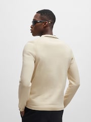 BOSS Cream Logo-Print Cotton Blend Sweater - Image 2 of 5