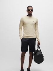 BOSS Cream Logo-Print Cotton Blend Sweater - Image 3 of 5