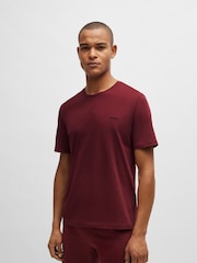 BOSS Red Embroidered-Logo T-Shirt In Stretch Cotton - Image 1 of 5