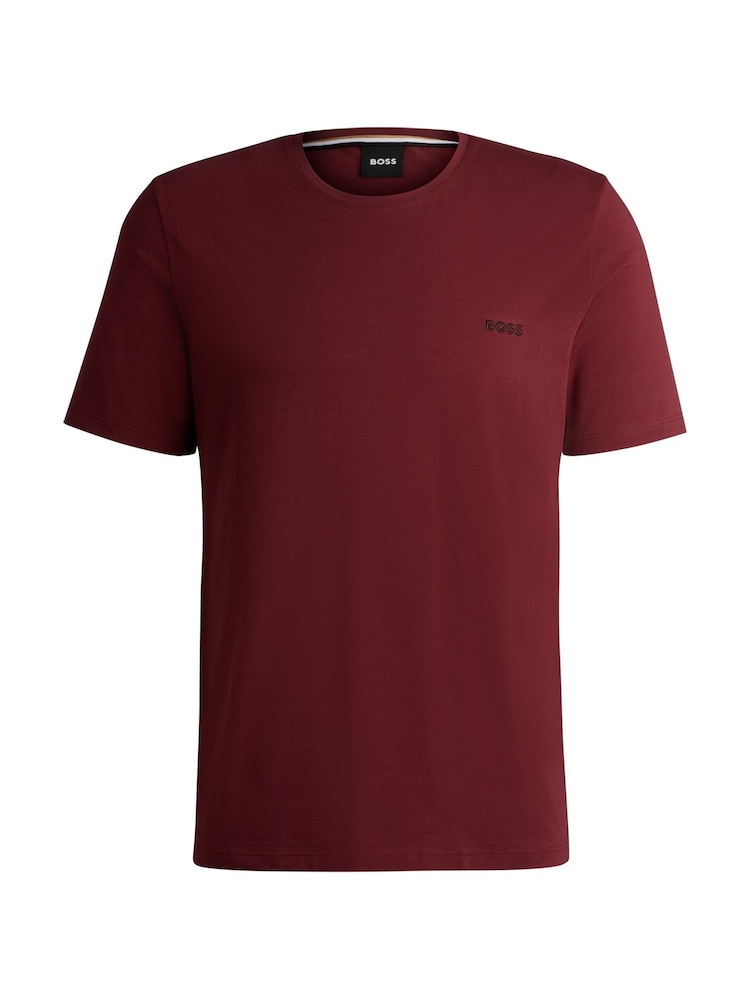 BOSS Red Embroidered-Logo T-Shirt In Stretch Cotton - Image 5 of 5