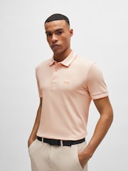 Оранжевый - BOSS Regular Fit Paddy Tipped Collar 100% Cotton Polo Shirt - Image 1 of 4