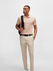 Оранжевый - BOSS Regular Fit Paddy Tipped Collar 100% Cotton Polo Shirt - Image 2 of 4