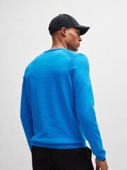 BOSS Blue Logo-Print Sweater In A Cotton Blend - Image 2 of 5