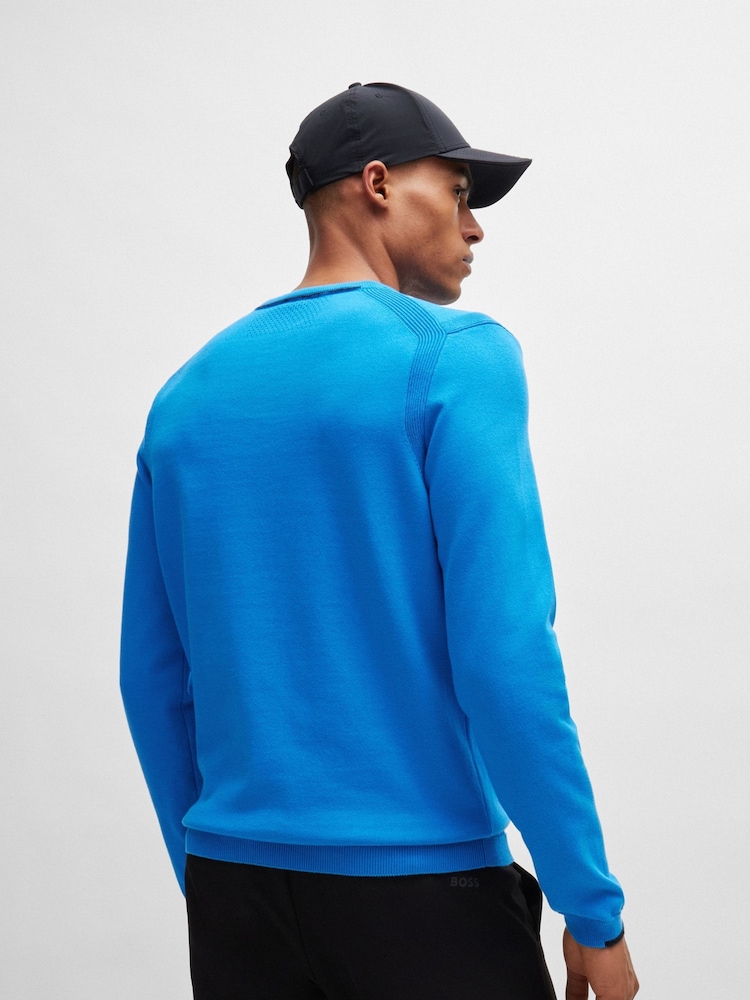 BOSS Blue Logo-Print Sweater In A Cotton Blend - Image 2 of 5 BOSS Blue Logo-Print Sweater In A Cotton Blend - Image 2 of 5