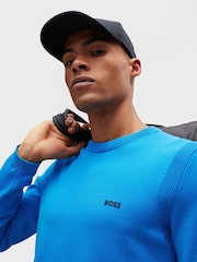 BOSS Blue Logo-Print Sweater In A Cotton Blend - Image 4 of 5