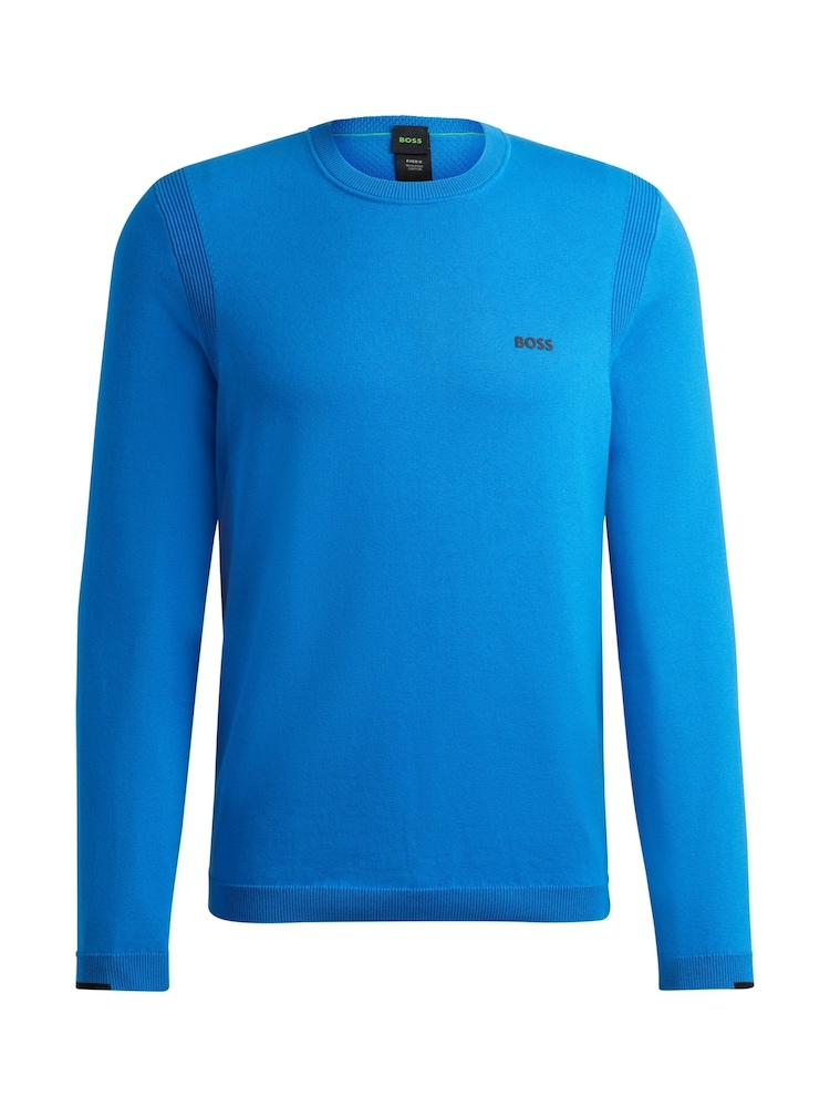 BOSS Blue Logo-Print Sweater In A Cotton Blend - Image 5 of 5