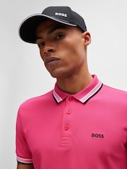وردي فاتح - BOSS Regular Fit Paddy Tipped Collar 100% Cotton Polo Shirt - صورة 1 من 5