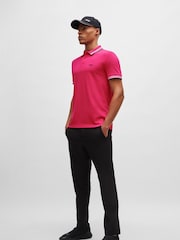 وردي فاتح - BOSS Regular Fit Paddy Tipped Collar 100% Cotton Polo Shirt - صورة 2 من 5