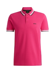 وردي فاتح - BOSS Regular Fit Paddy Tipped Collar 100% Cotton Polo Shirt - صورة 5 من 5