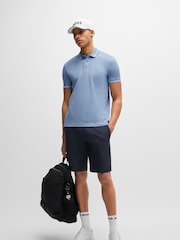 BOSS Sky Blue 100% Cotton Paddy Tipped Polo Shirt - Image 2 of 5