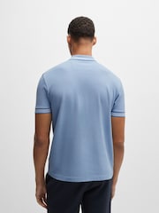 BOSS Sky Blue 100% Cotton Paddy Tipped Polo Shirt - Image 3 of 5