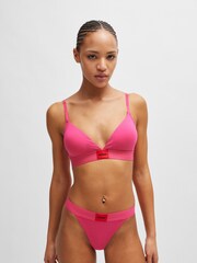 HUGO Pink Stretch-Cotton Triangle Bra With Logo Label - Image 2 of 5