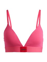 HUGO Pink Stretch-Cotton Triangle Bra With Logo Label - Image 5 of 5