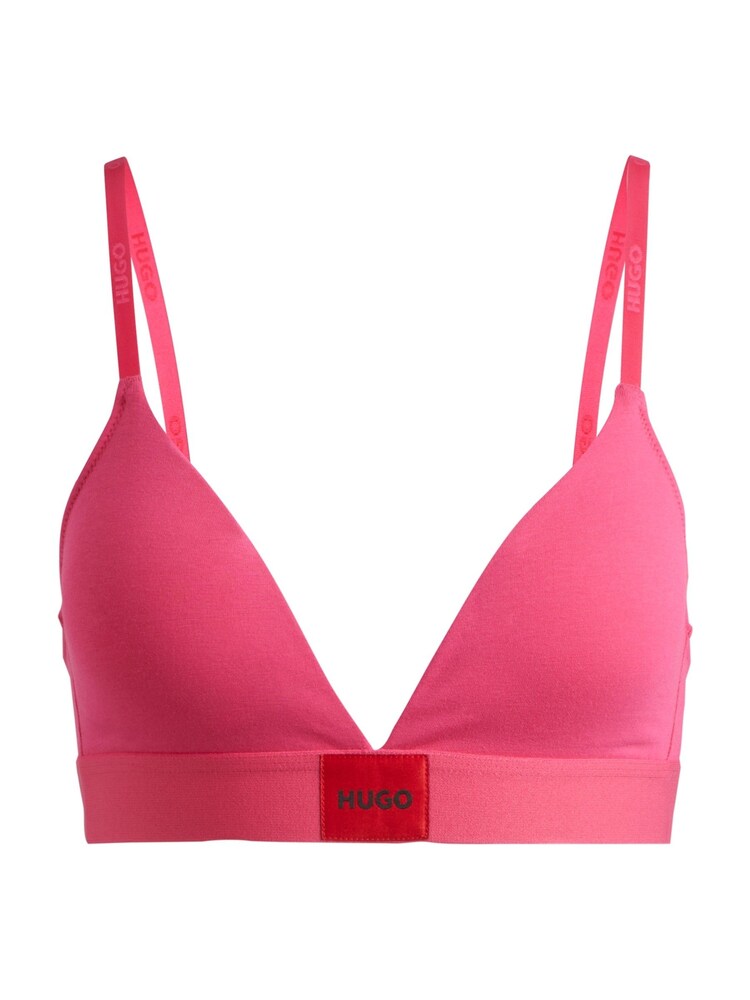 HUGO Pink Stretch-Cotton Triangle Bra With Logo Label - Image 5 of 5