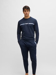 BOSS Blue Tracksuit 100% Cotton French Terry Joggers - Image 3 of 5
