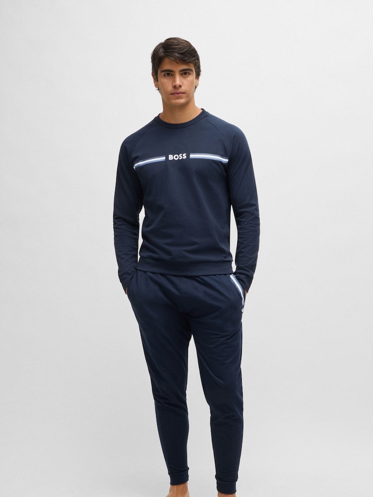 BOSS Blue Tracksuit 100% Cotton French Terry Joggers - Image 3 of 5