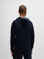 BOSS Blue Logo Detail Zip Up Hoodie Cotton Terry - Image 4 of 5