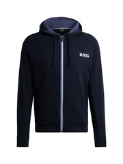 BOSS Blue Logo Detail Zip Up Hoodie Cotton Terry - Image 5 of 5