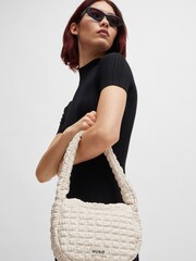 HUGO White Shoulder Bag In Quilted Effect Faux Leather - Image 1 of 5