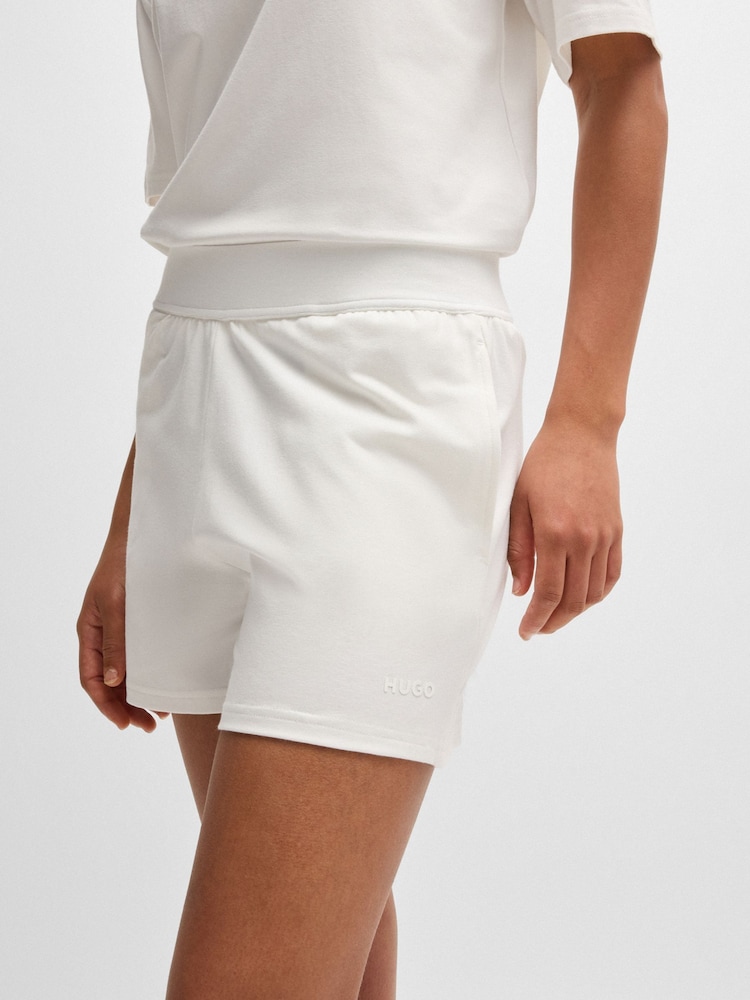 HUGO Natural Relaxed-Fit Shorts With Silicone-Printed Logo - Image 1 of 5