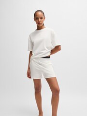 HUGO Natural Relaxed-Fit Shorts With Silicone-Printed Logo - Image 2 of 5