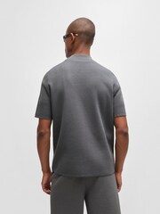 BOSS Grey Quarter Zip Knitted Polo Shirt - Image 3 of 5