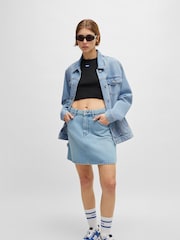 HUGO Blue Boxy Fit Rigid Denim 100% Cotton Jacket - Image 1 of 6