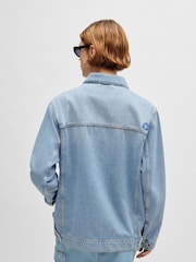 HUGO Blue Boxy Fit Rigid Denim 100% Cotton Jacket - Image 3 of 6