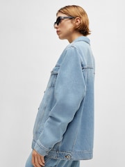 HUGO Blue Boxy Fit Rigid Denim 100% Cotton Jacket - Image 4 of 6