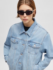 HUGO Blue Boxy Fit Rigid Denim 100% Cotton Jacket - Image 5 of 6