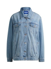 HUGO Blue Boxy Fit Rigid Denim 100% Cotton Jacket - Image 6 of 6