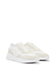 BOSS White Suede and Faux Leather Trainers - Image 2 of 4