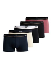 BOSS Black Logo-Waistband Stretch Cotton Trunks 5 Pack - Image 1 of 7