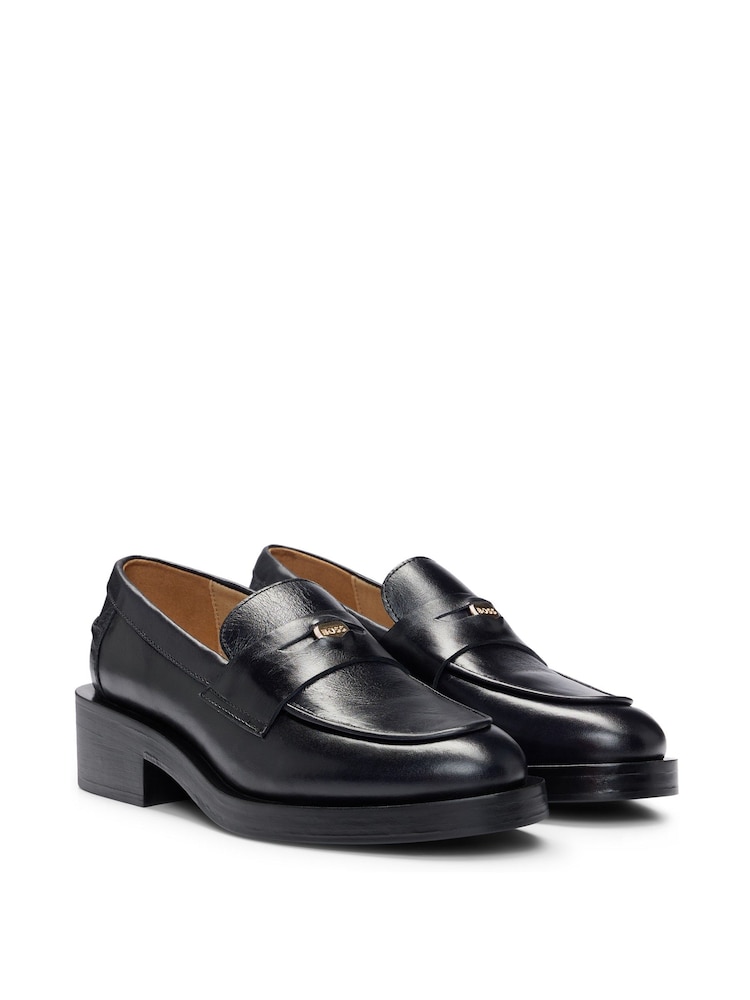 BOSS Black Branded Hardware Moccasins in Leather - Image 2 of 4 BOSS Black Branded Hardware Moccasins in Leather - Image 2 of 4