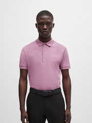 BOSS Purple Slim Fit Piqué Tonal Logo 100% Cotton Polo Shirt - Image 1 of 4