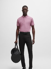 BOSS Purple Slim Fit Piqué Tonal Logo 100% Cotton Polo Shirt - Image 2 of 4