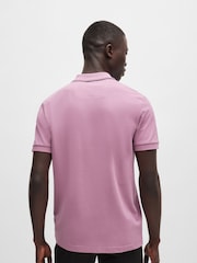 BOSS Purple Slim Fit Piqué Tonal Logo 100% Cotton Polo Shirt - Image 3 of 4
