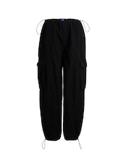 HUGO Blue Black Oversized Fit 100% Cotton Trousers in Poplin - Image 5 of 5