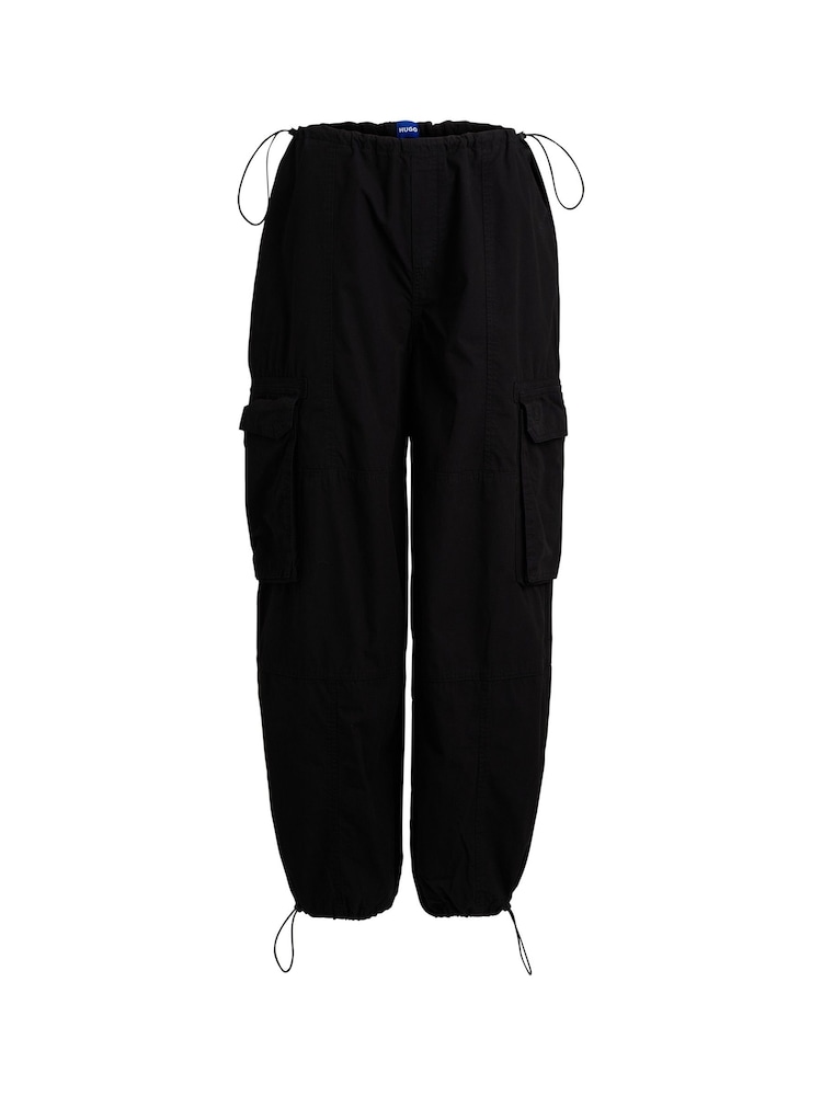 HUGO Blue Black Oversized Fit 100% Cotton Trousers in Poplin - Image 5 of 5