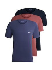 BOSS Black/Red/Blue Logo 100% Cotton T-Shirts 3 Pack - Image 1 of 5