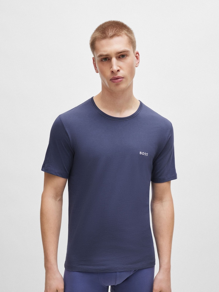 BOSS Black/Red/Blue Logo 100% Cotton T-Shirts 3 Pack - Image 2 of 5