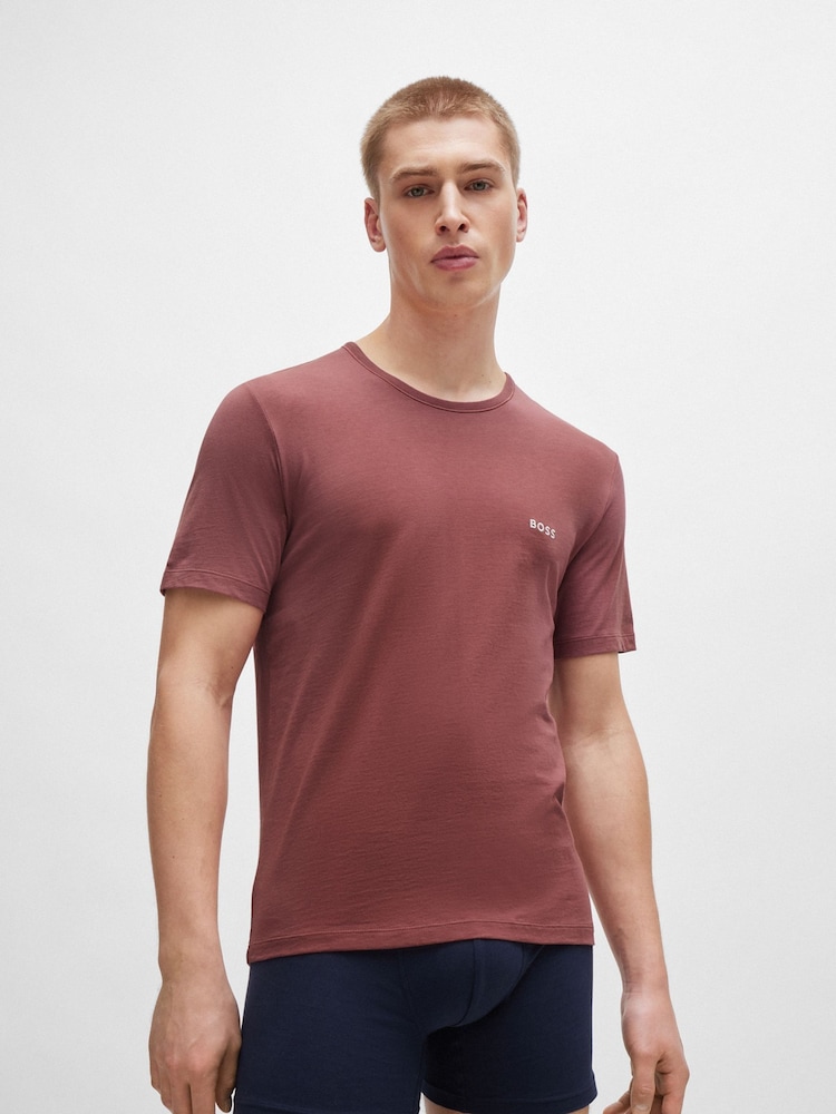 BOSS Black/Red/Blue Logo 100% Cotton T-Shirts 3 Pack - Image 5 of 5