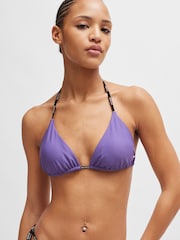 HUGO Purple HUGO Branded Strap Triangle Bikini Top - Image 1 of 5