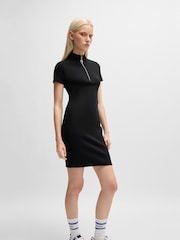 HUGO Blue Black HUGO Logo Quarter Zip Stretch Cotton Dress - Image 2 of 5