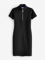 HUGO Blue Black HUGO Logo Quarter Zip Stretch Cotton Dress - Image 5 of 5